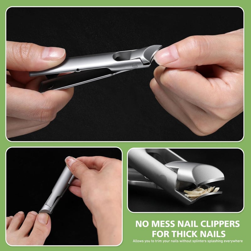 Baluca Slanted Blade Ingrown Toenail Clippers for Thick Toenails, Angled Large Toe Nail Fingernail Cutter Trimmer for Seniors and Men - Silver - Image 3